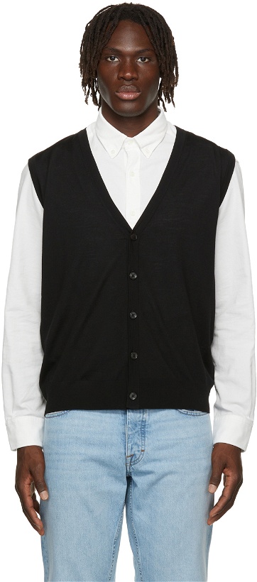 Photo: Z Zegna Black Wool Jersey Vest