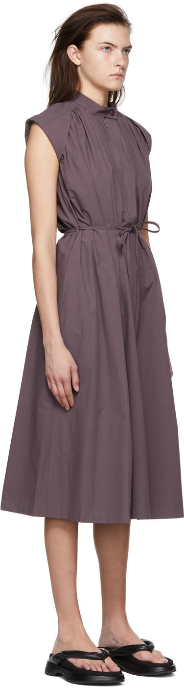 white christmas dresses Purple Cotton Midi Dress with Minimal Detailing