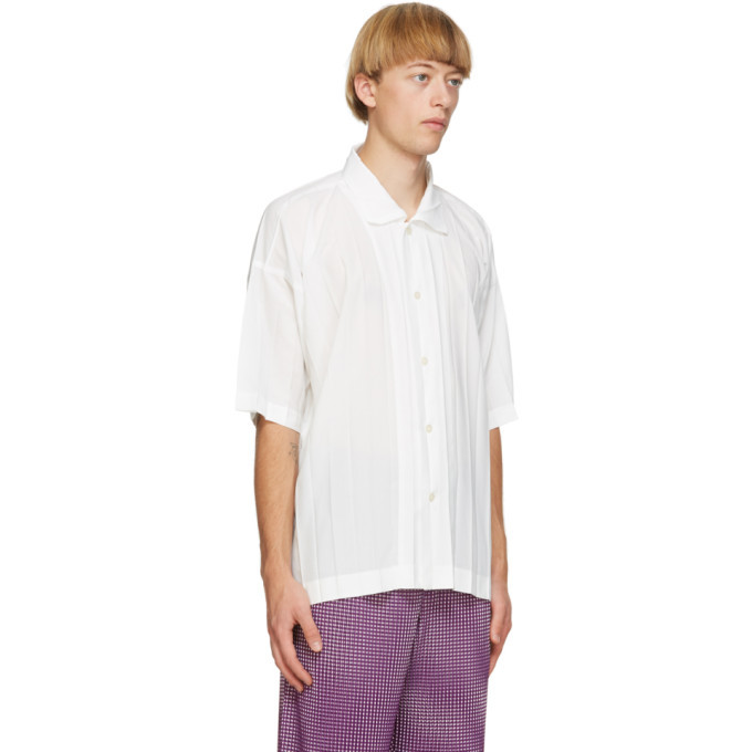 Homme Plisse Issey Miyake White Edge Short Sleeve Shirt Homme