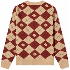 Acne Studios Kwanny Argyle Face Cardigan in Biscuit Beige/Deep Red