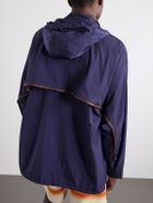LOEWE - Paula's Ibiza Logo-Debossed Leather-Trimmed Ripstop Hooded Jacket - Blue