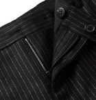 SAINT LAURENT - Metallic Pinstripe Wool-Blend Trousers - Black