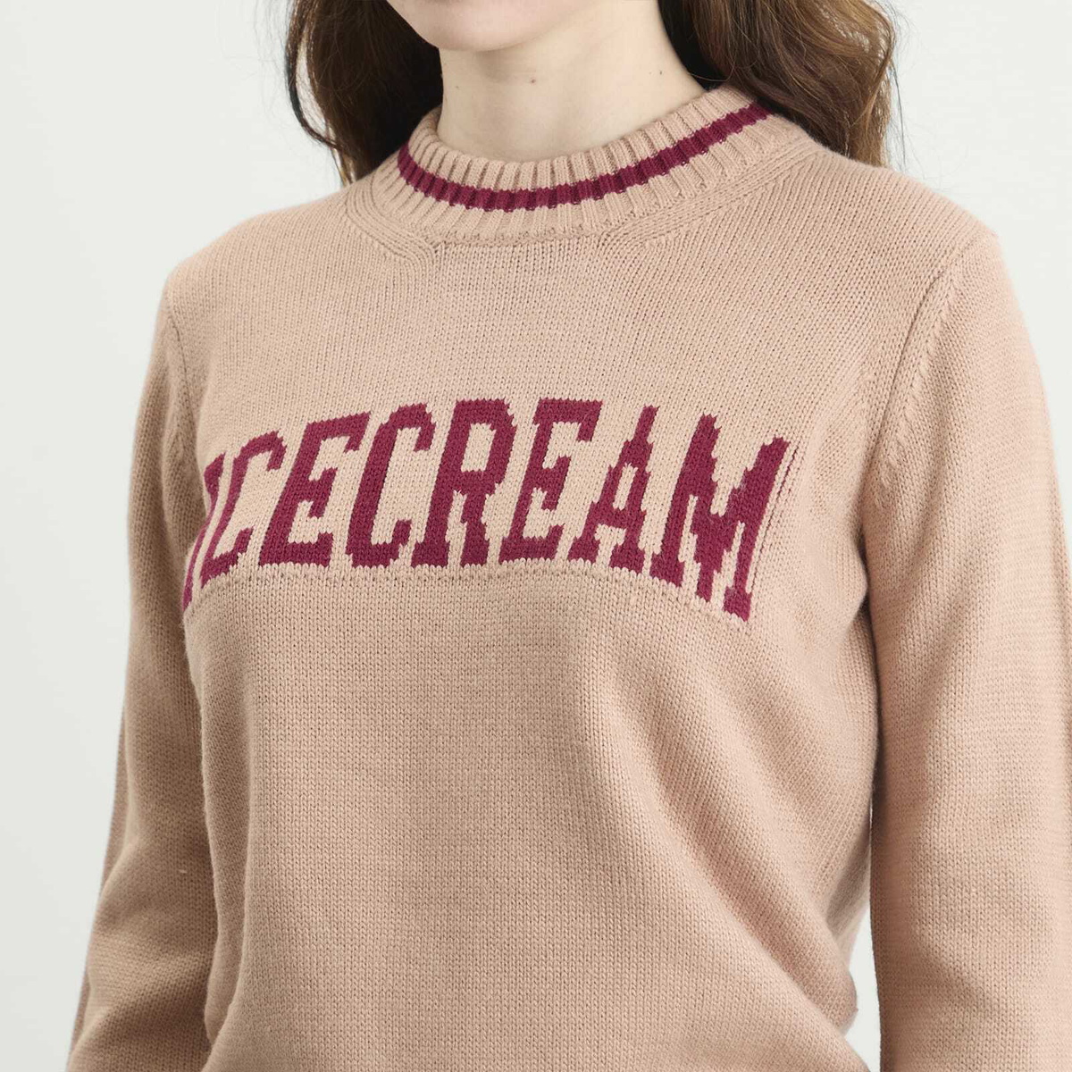 ICECREAM Women's Knitted Crewneck in Sand