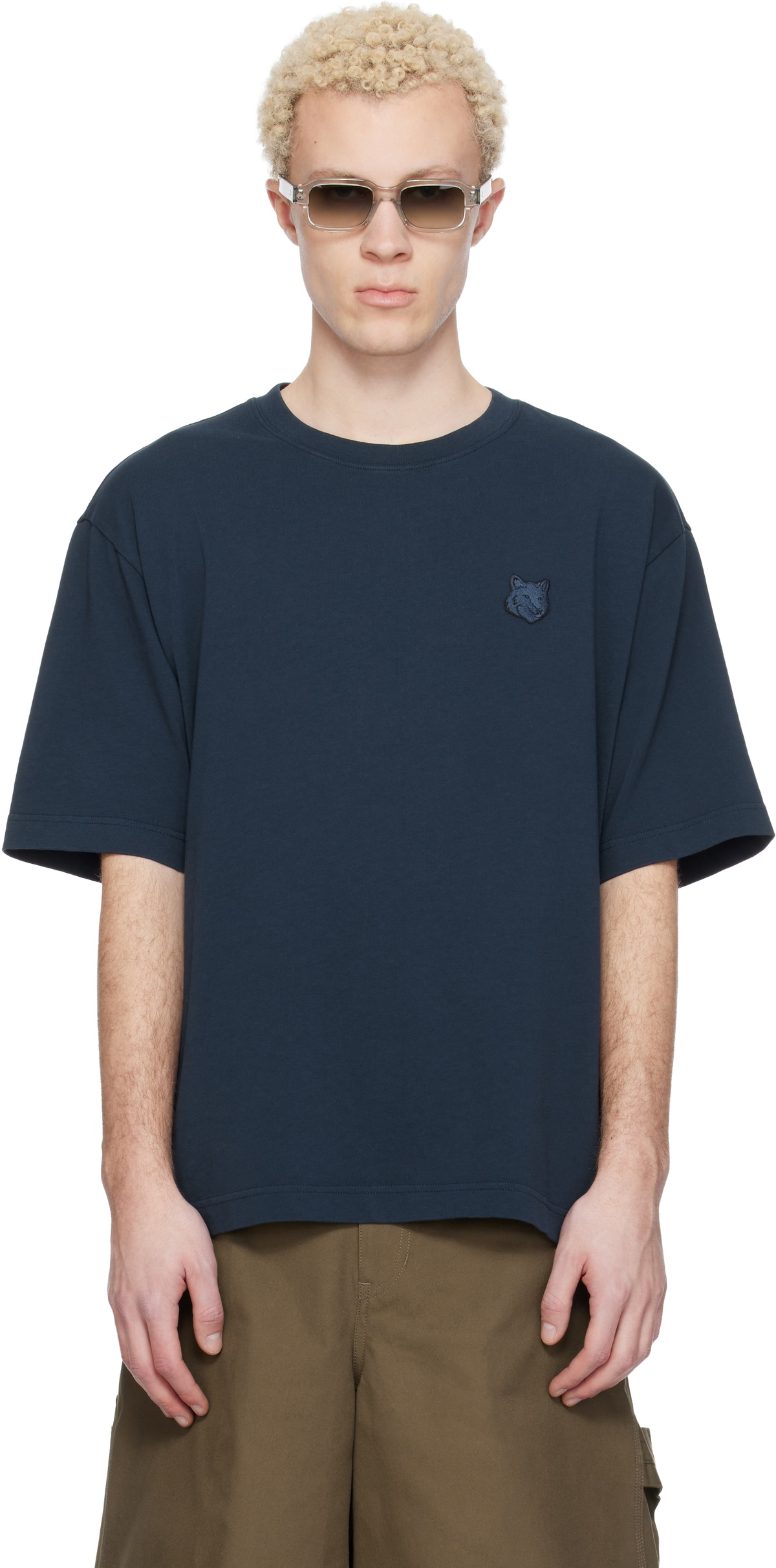 Maison Kitsuné Navy Fox Head Oversize T-shirt