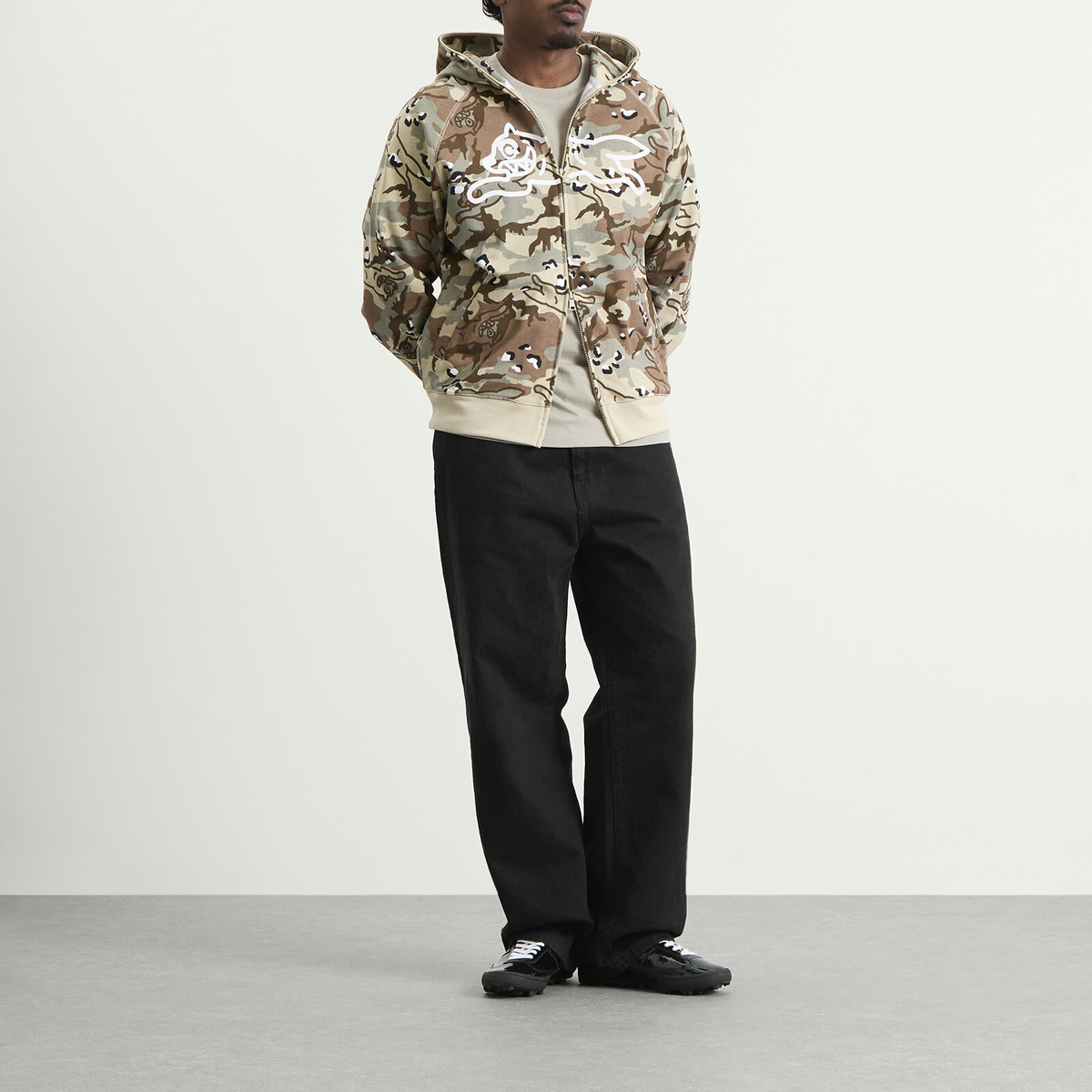 ICECREAM Men's Choc Chip Running Dog Zip Through Hood in Camo
