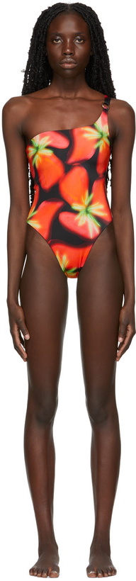 Photo: Louisa Ballou Pink & Green Mini Ring One-Piece Swimsuit