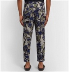 EQUIPMENT - The Original Tapered Cropped Pleated Printed Twill Trousers - Blue