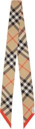 Burberry Beige Skinny Check Silk Scarf