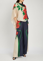 LA Double J Printed Wide-leg Silk Trousers Multicoloured