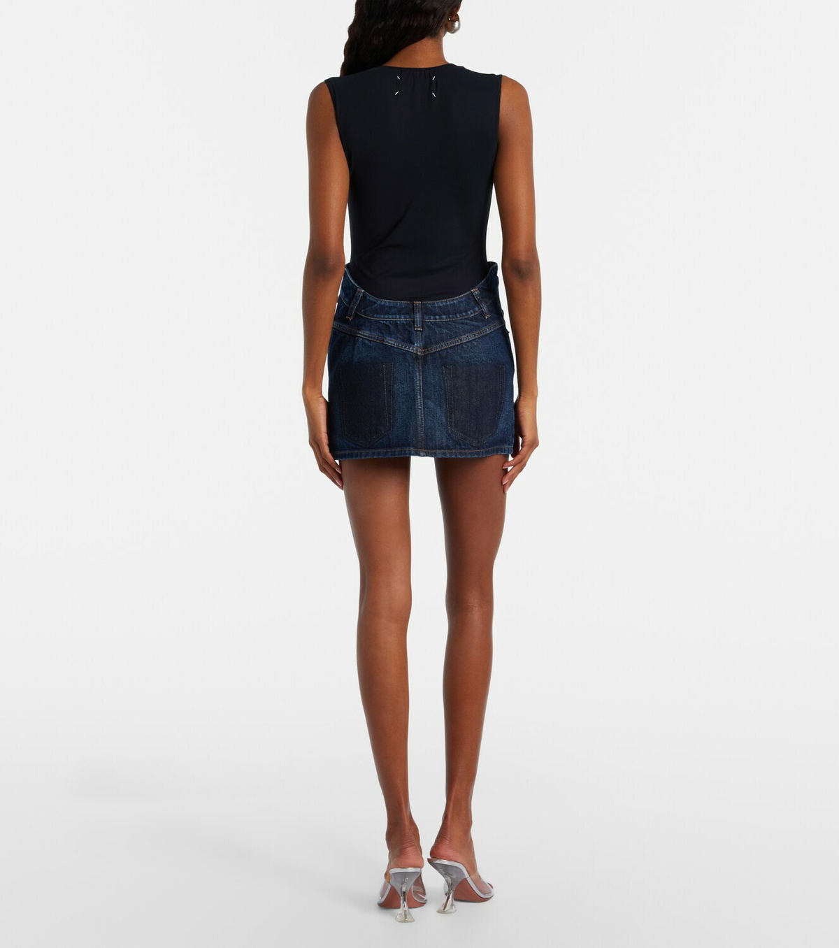 Jean Paul Gaultier Curved denim miniskirt