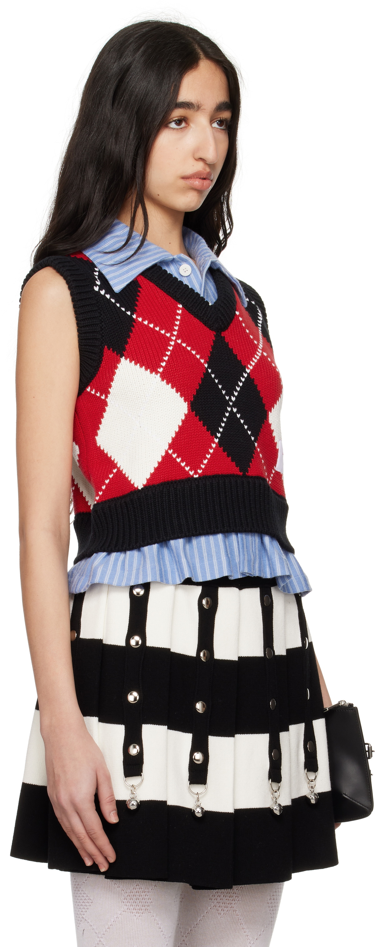 Charles Jeffrey LOVERBOY Red & Black Smart Cropped Vest