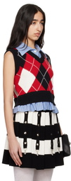 Charles Jeffrey LOVERBOY Red & Black Smart Cropped Vest
