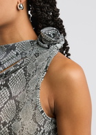 Coperni Python-print Metallic-jersey Maxi Dress Grey