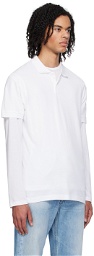 Sunspel White Two-Button Polo
