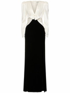 ALESSANDRA RICH Velvet & Silk Satin Long Dress