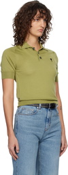 AMI Paris Green Wool Short Sleeves Ami De Coeur Polo