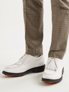 MR P. - Pebble-Grain Leather Kiltie Derby Golf Shoes - White