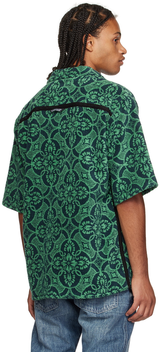 Marine Serre Green & Navy Bowling Shirt