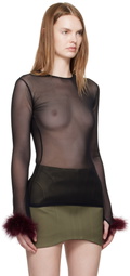 Mugler Black Marabou Mesh T-shirt