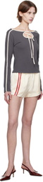 Kijun Off-White Line Satin Shorts