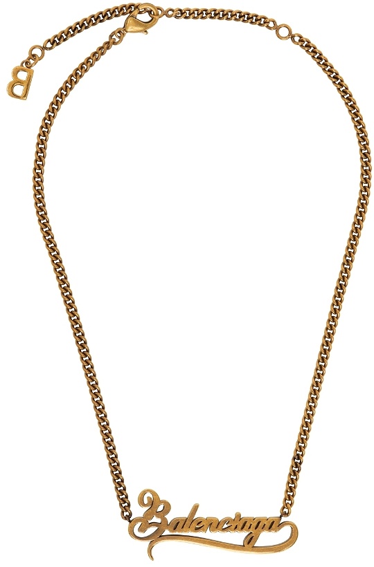 Photo: Balenciaga Gold Typo Valentine Necklace