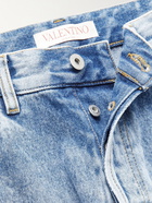 Valentino - Straight-Leg Logo-Detailed Distressed Denim Jeans - Blue