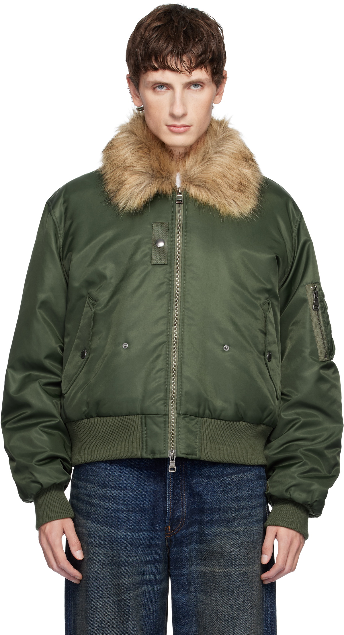 Andersson Bell Khaki Fur Collar MA-1 Bomber Jacket Andersson Bell
