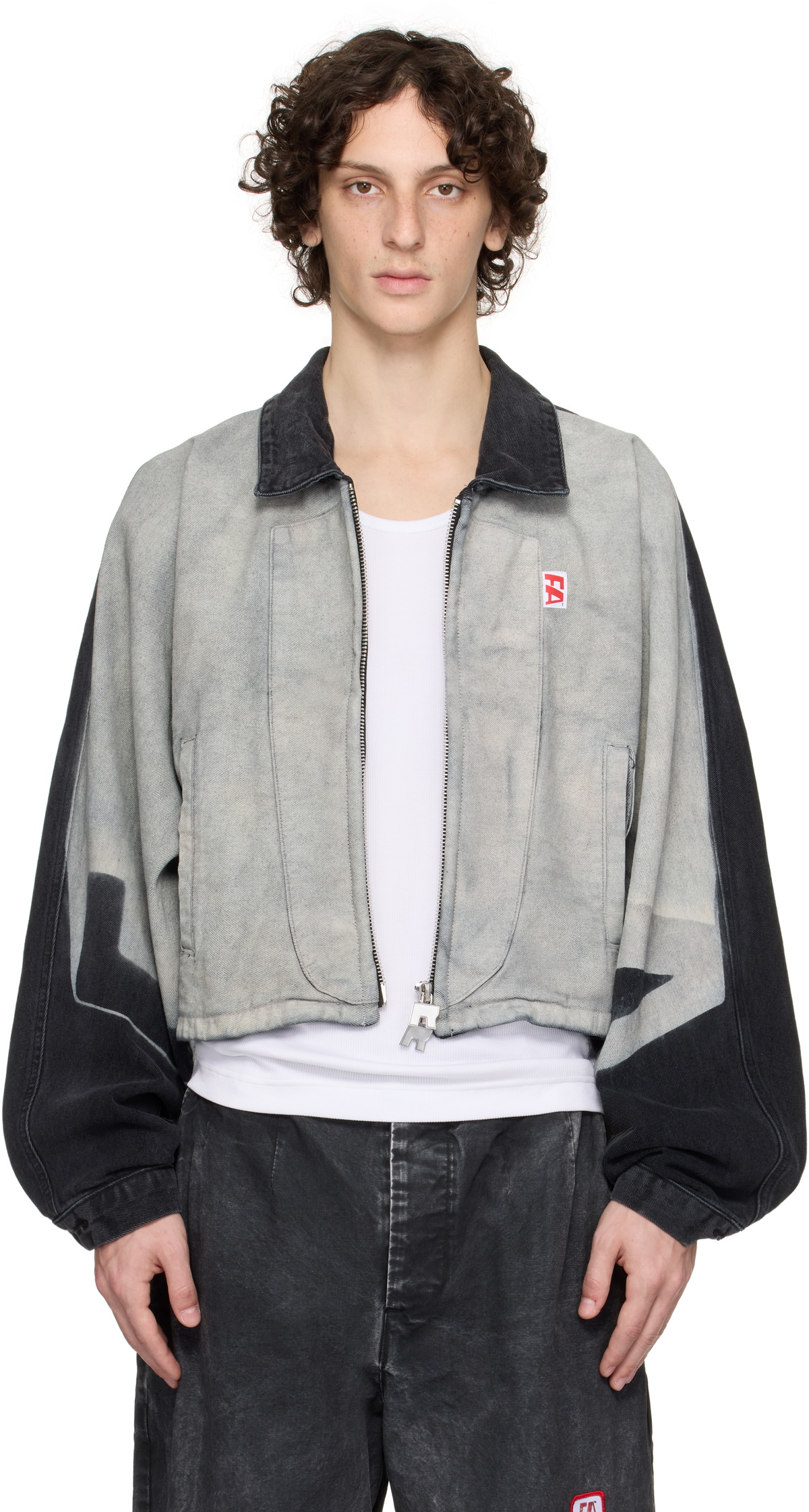 Rivington Roi Rebis Gray & Black Father Agency Trucker Denim Jacket