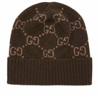 Gucci Men's GG Logo Cashmere Beanie in Brown/Beige