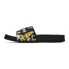 Versace Jeans Couture Black and Gold Baroque Print Slides