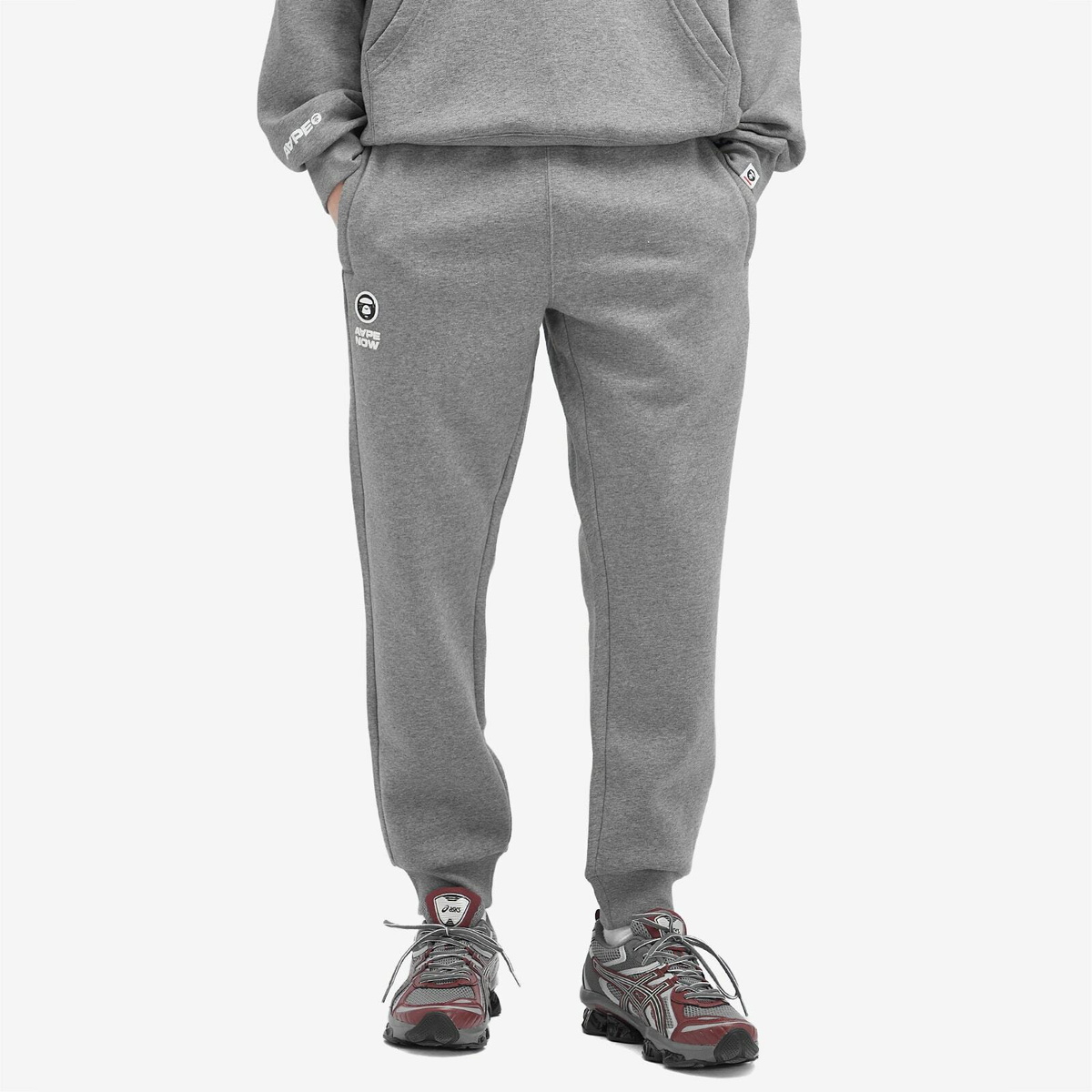 Men's AAPE Now Camo Badge Sweat Pants in Heather Grey AAPE by A