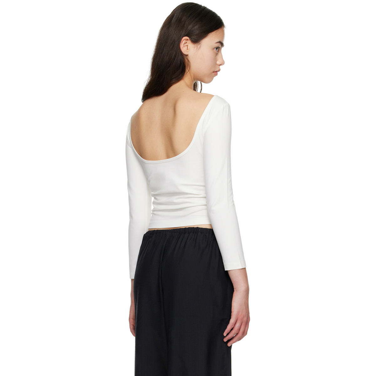 St. Agni White Soft Jersey Ballerina Long Sleeve T-shirt
