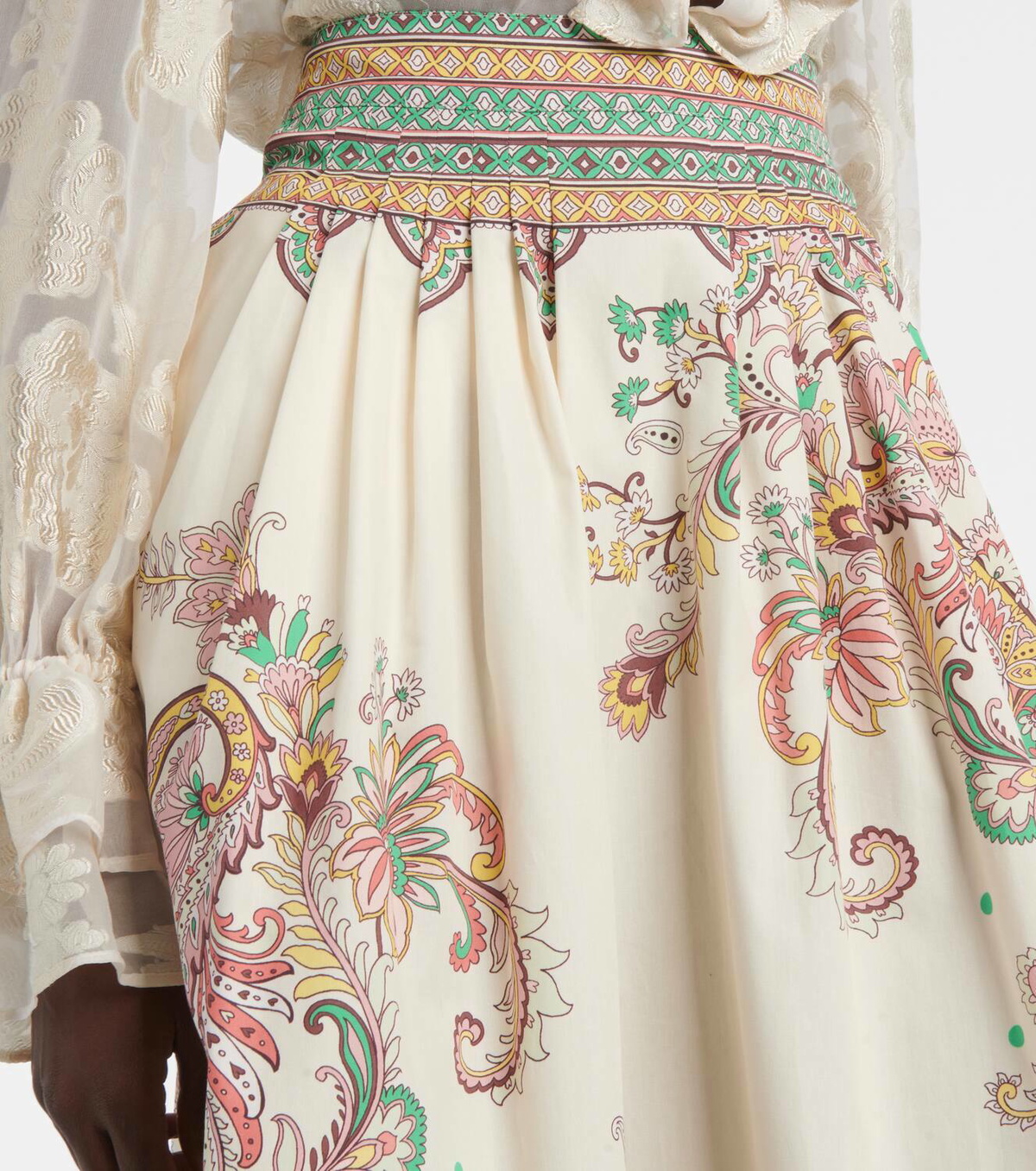 ETRO★Printed cotton midi skirt ETRO Belted printed cotton and silk-blend voile midi skirt