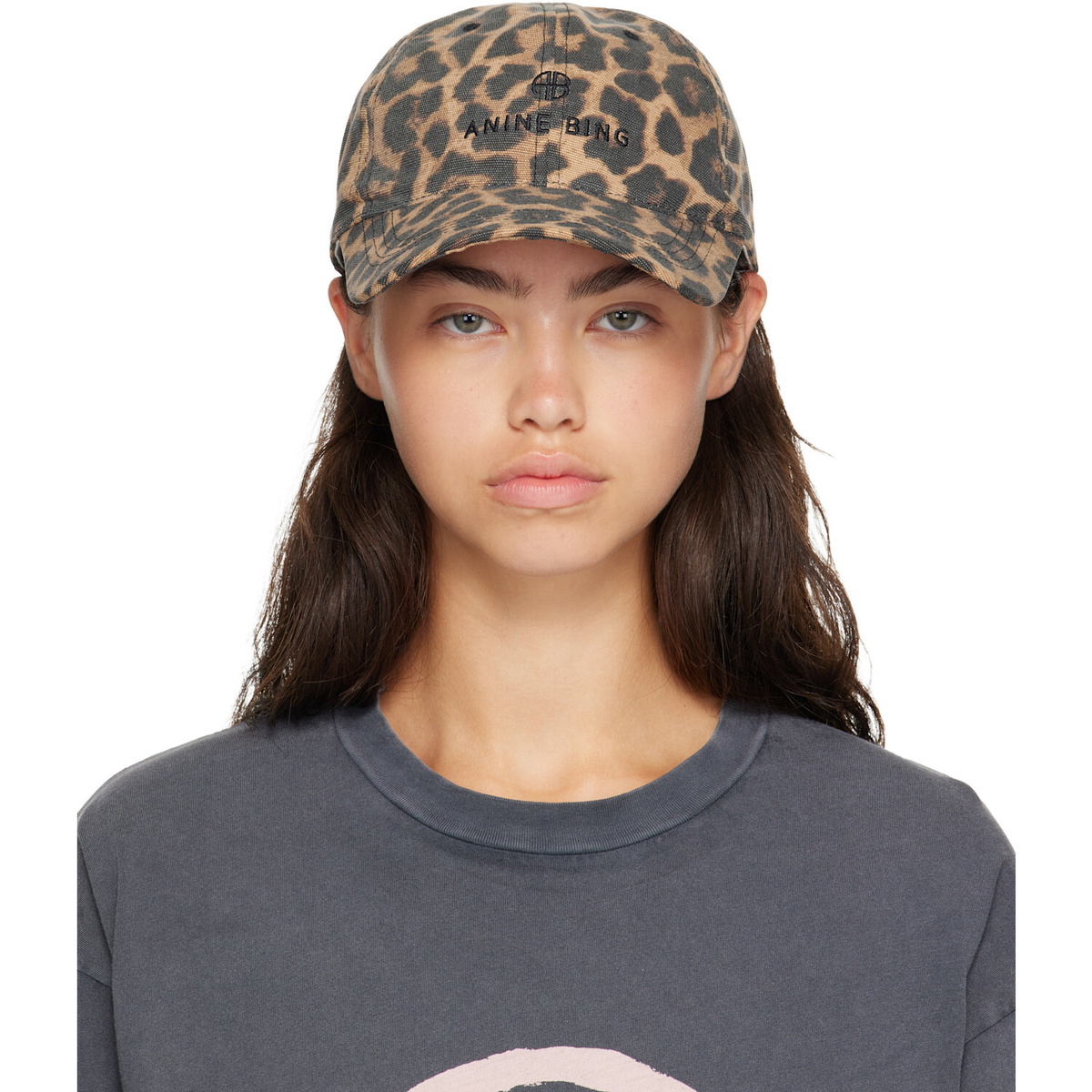 ANINE BING Black & Tan Jeremy Baseball Cap