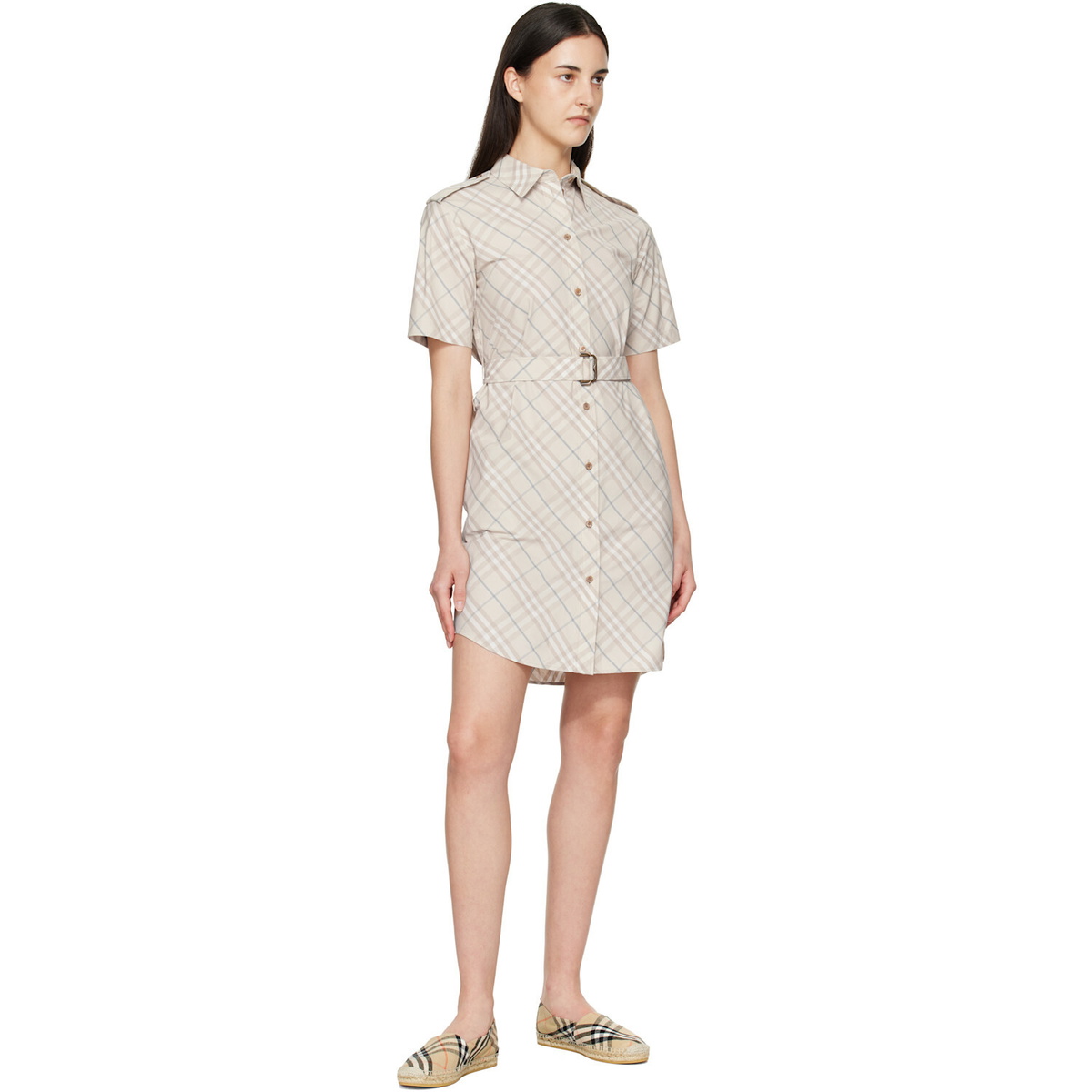 Burberry Beige Check Mews Espadrilles​