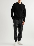 Brioni - Tapered Wool and Cashmere-Blend Flannel Drawstring Cargo Trousers - Black