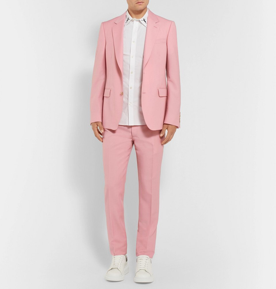 Alexander McQueen  Pink SlimFit Wool and MohairBlend Suit Trousers  Men   Pink Alexander McQueen