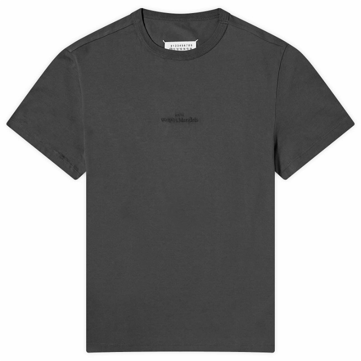Photo: Maison Margiela Men's Embroidered Text Logo T-Shirt in Washed Black