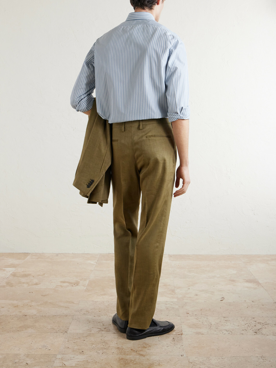 Boglioli - Wool and Linen-Blend Straight Leg Trousers - Green