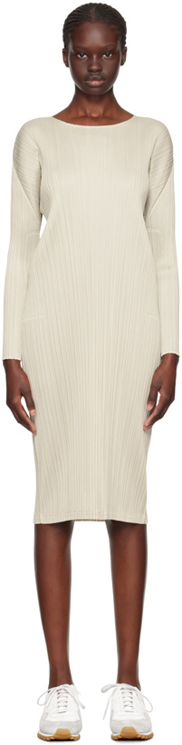 Photo: Pleats Please Issey Miyake Beige Monthly Colors September Midi Dress