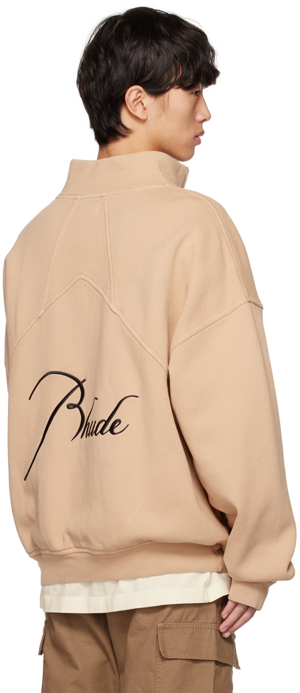 トップス Rhude Quarter Zip Sweatshirt M Rhude Beige Quarter Zip Sweatshirt Rhude