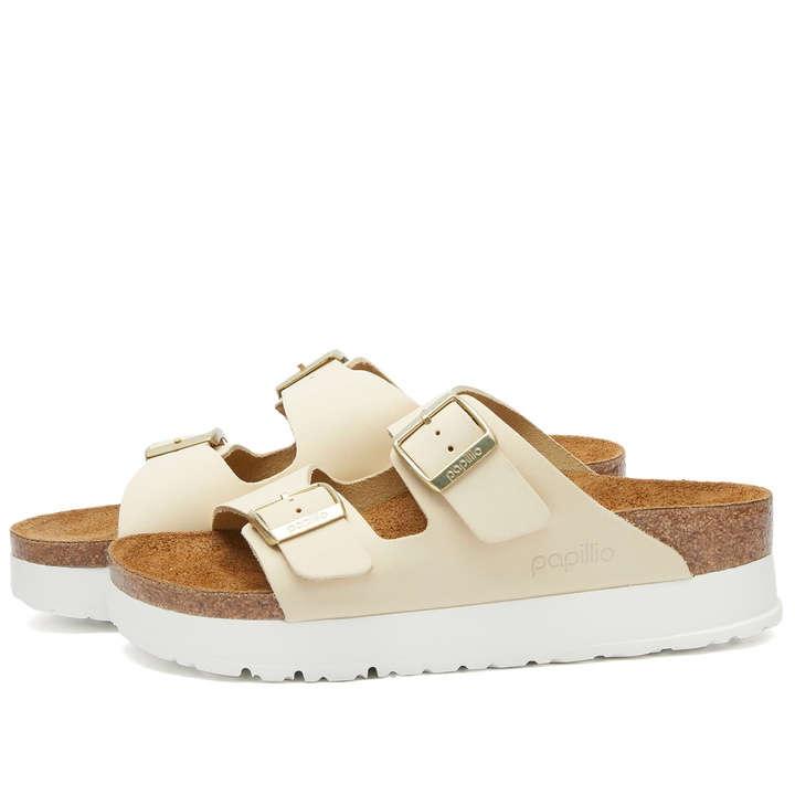 Photo: Birkenstock Women's Arizona Platform Flex Nubuck in Ecru