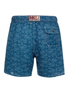 MC2 Saint Barth Man Mid-length Linen Swim-shorts Gustavia With Sashiko Print