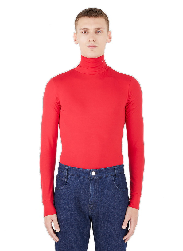 Photo: Monogram Mock Neck Top in Red 