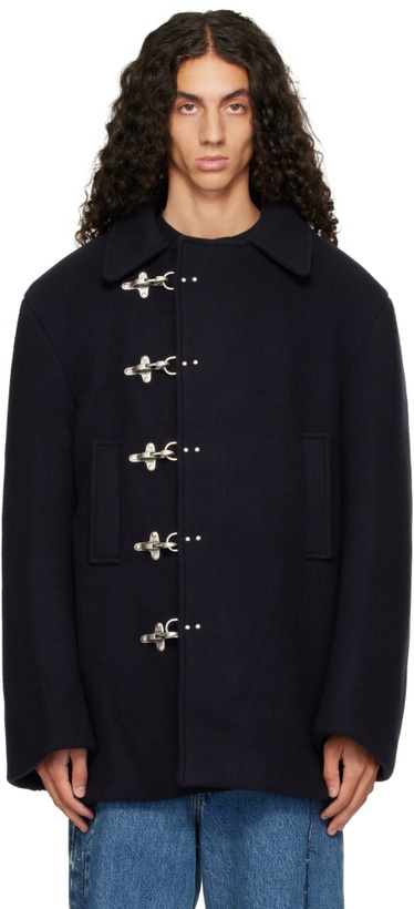 Photo: VETEMENTS Navy Fireman Hooks Caban Jacket