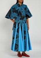 Lovebirds Daisy Printed Cotton-poplin Midi Dress Blue