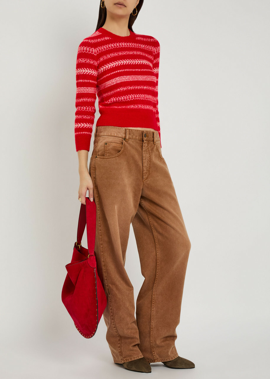 Isabel Marant étoile Amity Fair Isle Brushed Alpaca-blend Jumper Red