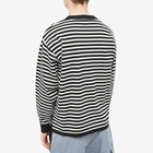 Flagstuff Men's Long Sleeve Border Stripe Logo T-Shirt in Black