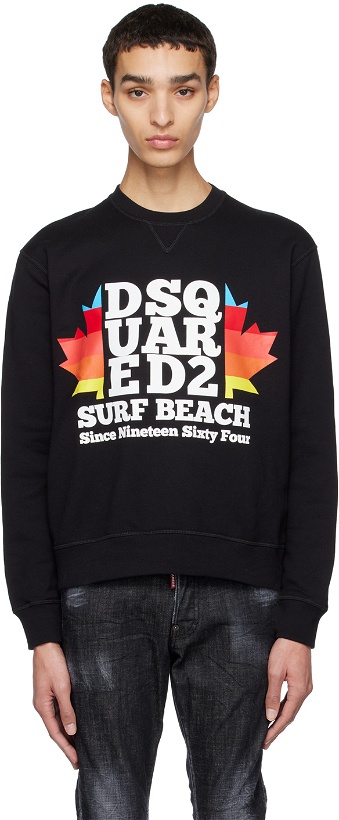 Photo: Dsquared2 Black 'Surf Beach' Cool Sweatshirt