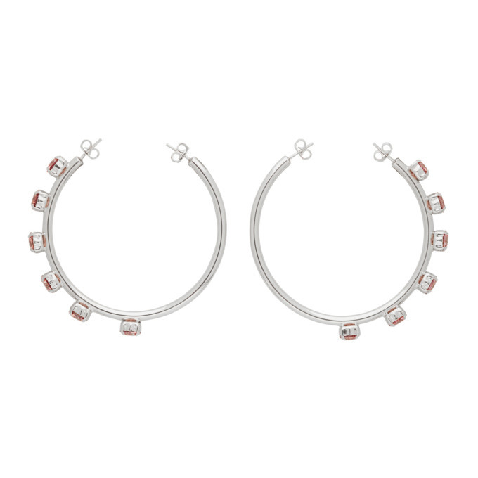 Dheygere SSENSE Exclusive Silver and Pink Vice Versa Hoop Earrings